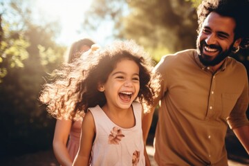 Fototapeta premium Hispanic family laughing father adult.