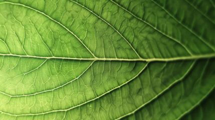 Fototapeta premium Eco-friendly wall art, print for nature lovers: expressive detailed texture of green leaves illuminated by sunlight
