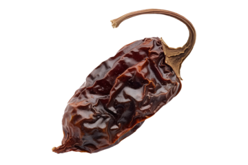 Dried Chipotle chili pepper isolated on a white background.