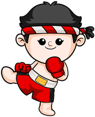 cute cartoon boxer sport character illustration