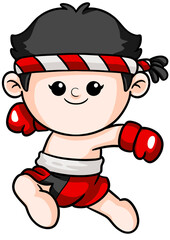 cute cartoon boxer sport character illustration