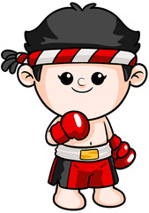 cute cartoon boxer sport character illustration