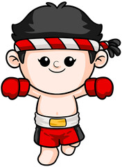 cute cartoon boxer sport character illustration