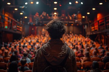 Obraz premium A Person Standing in a Dark Theater Audience