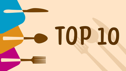 Top Ten Spoon Fork Knife Colorful Rounded Squares Left Text 