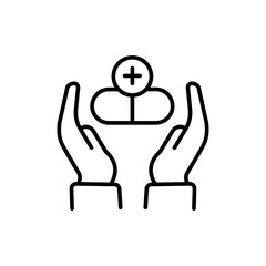 Medicine outline icons, minimalist vector illustration ,simple transparent graphic element .Isolated on white background