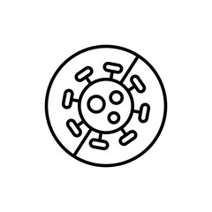 Blocked virus outline icons, minimalist vector illustration ,simple transparent graphic element .Isolated on white background