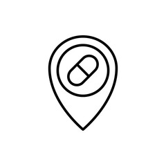 Pharmacy location outline icons, minimalist vector illustration ,simple transparent graphic element .Isolated on white background