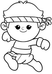 cute cartoon boxer sport character illustration for coloring page