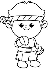 cute cartoon boxer sport character illustration for coloring page