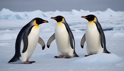 Obraz premium In icy Antarctica penguins dance and thrive, defying the harshness of their environment with their resilient spirits 