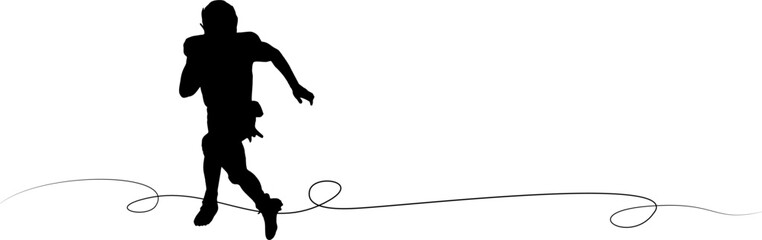 line art american football Player Black Silhouette On White Background