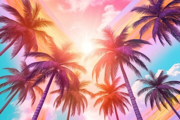 Obraz premium Palm trees in the sun summer backgrounds outdoors. 