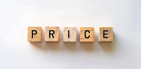 Wooden Blocks Spelling Price on Table