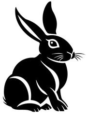 Black rabbit vector logo style illustration, black bunny vector