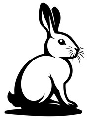 White rabbit vector logo style illustration, white bunny vector