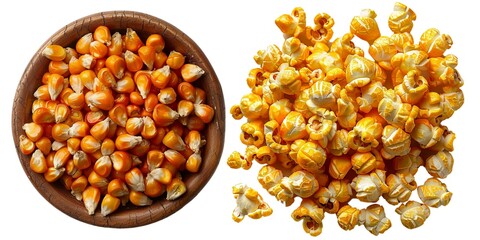 corn kernel for popcorn isolated on white background