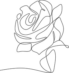 The flower is drawn as a continuous line. Vector illustration.