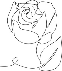 The flower is drawn as a continuous line. Vector illustration.