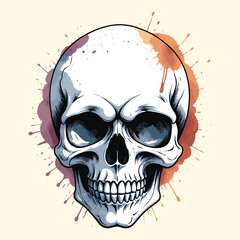 Watercolor Skull Mascot Illustration