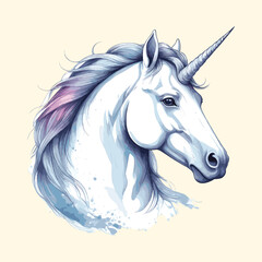 Watercolor Unicorn Vintage Illustration