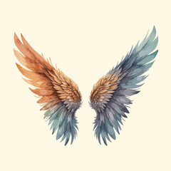 Obraz premium Feathers Wings Watercolor Illustration