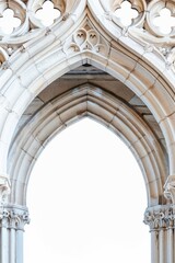 Fototapeta premium Minimal gothic white arch architecture isolated