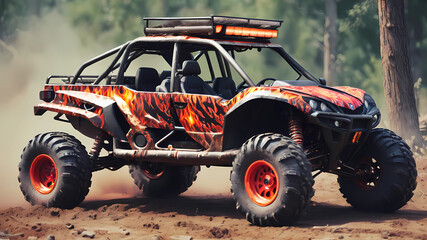 ATV, 4 Wheel drive, big offroad wheels, Fire 10 people, Gepard skin