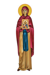 Sv. Petka. Saint Parascheva of the Balkans in Byzantine style isolated