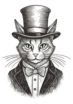 recommend clip art: 紳士の格好をした猫のイラスト