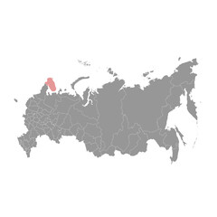 Murmansk Oblast map, administrative division of Russia. Vector illustration.