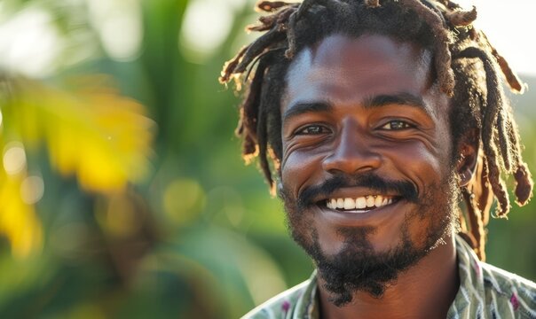 Jamaican man with dreadlocks and a broad smile