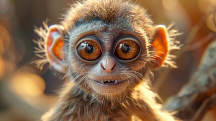 Cute adorable miniature monkey with big eyes. 