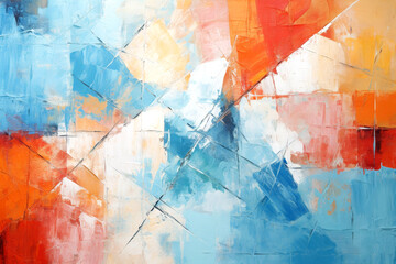 Fototapeta premium Abstract Colorful Geometric Oil Painting
