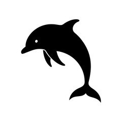 Dolphin icon. Black silhouette of a dolphin. Dolphin symbol. Vector illustration.