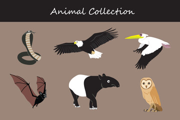 Animals collection. Flat style vector illustration.