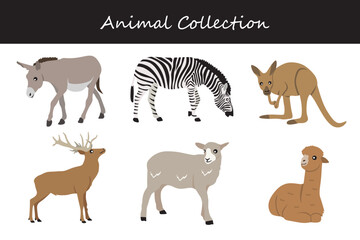 Animals collection. Flat style vector illustration.