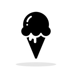 Ice cream icon. Black icon of ice cream. Ice cream symbol. Vector illustration.