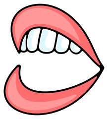 Obraz premium Female lips and mouth, teeth, lipstick and makeup. Part of female face, make-up, beauty and fashion, illustration