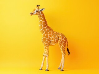 Fototapeta premium Side view of a wild animal on a light pastel background, 3D rendering style