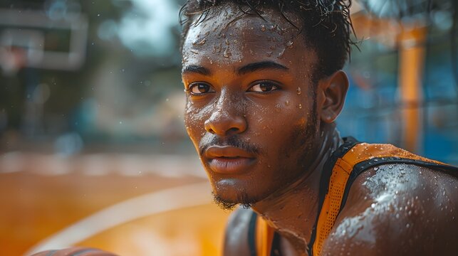 male athlete practicing at a sports stadium. 