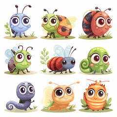 Coloured insects collection