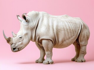 Obraz premium Hyperrealistic 3D render of a wild animals side view on a gentle pastel backdrop