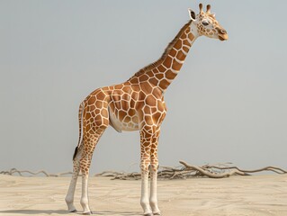 Elegant 3D rendering of a wild animals side view, light pastel background