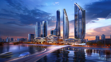 Obraz premium Asian Architect innovative designs shaping skyscrapers 