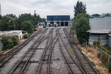 railway dead end at the station, six railway tracks