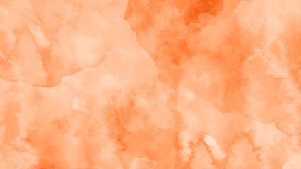 Fototapeta premium Orange ink and watercolor textures on white paper background.