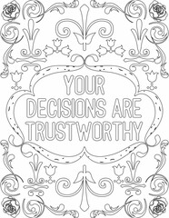 Printable floral coloring page for kids and adults with motivational quote for self love and self care. it helps to struggle against life to enjoy the tough journey
