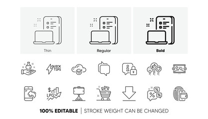 Image carousel, Rise price and Like line icons. Pack of Selfie stick, Cloud computing, Wallet icon. Quickstart guide, Lock, Grocery basket pictogram. Messenger, Incoming call, Device. Vector
