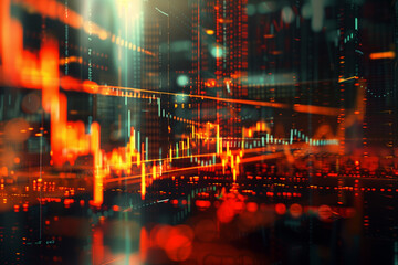High-Resolution Stock Market Chart with Glowing Financial Data